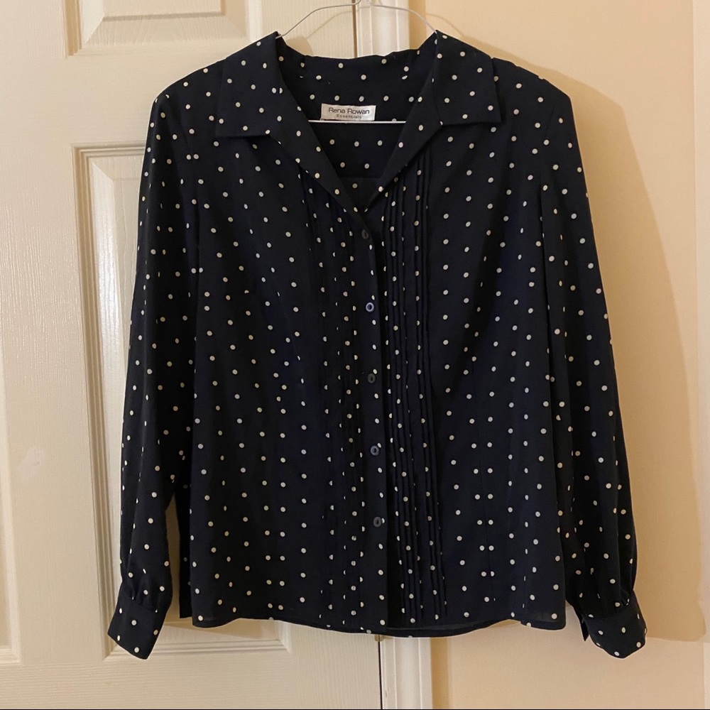 Rena Rowan polka dot v neck blouse